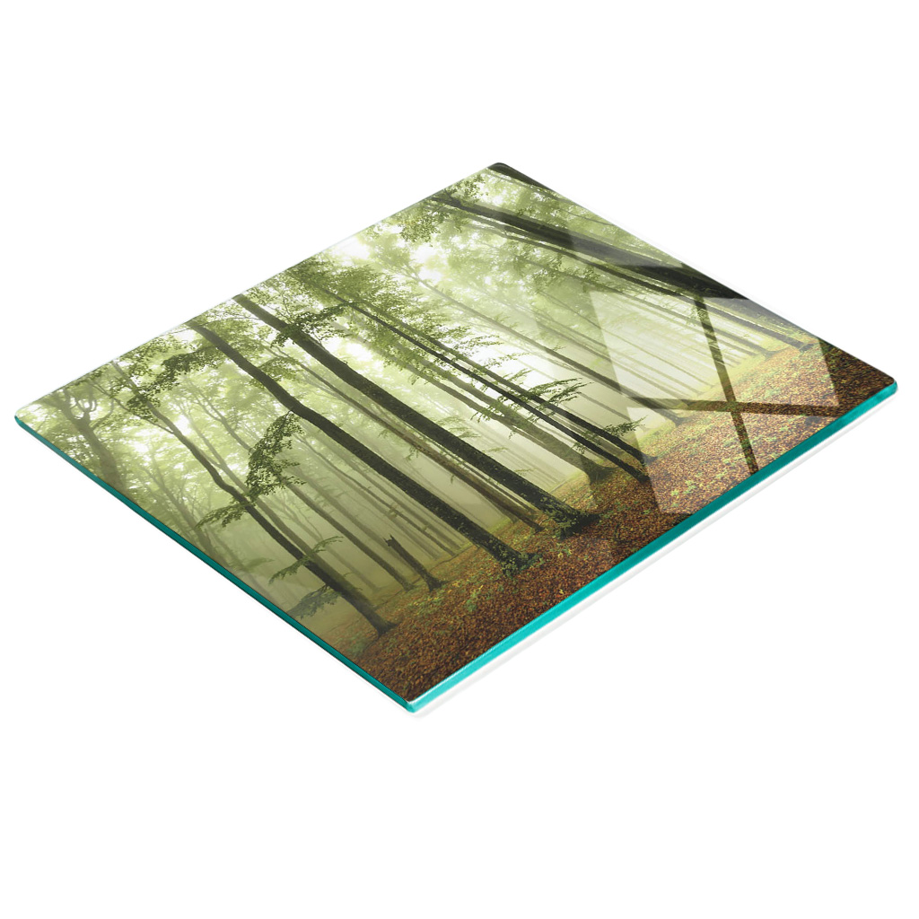 Multifunktionale, Dekorative Küchenplatte Aus Gehärtetem Stahlblech, Motiv: Nebelwald, 60 X 52 Cm