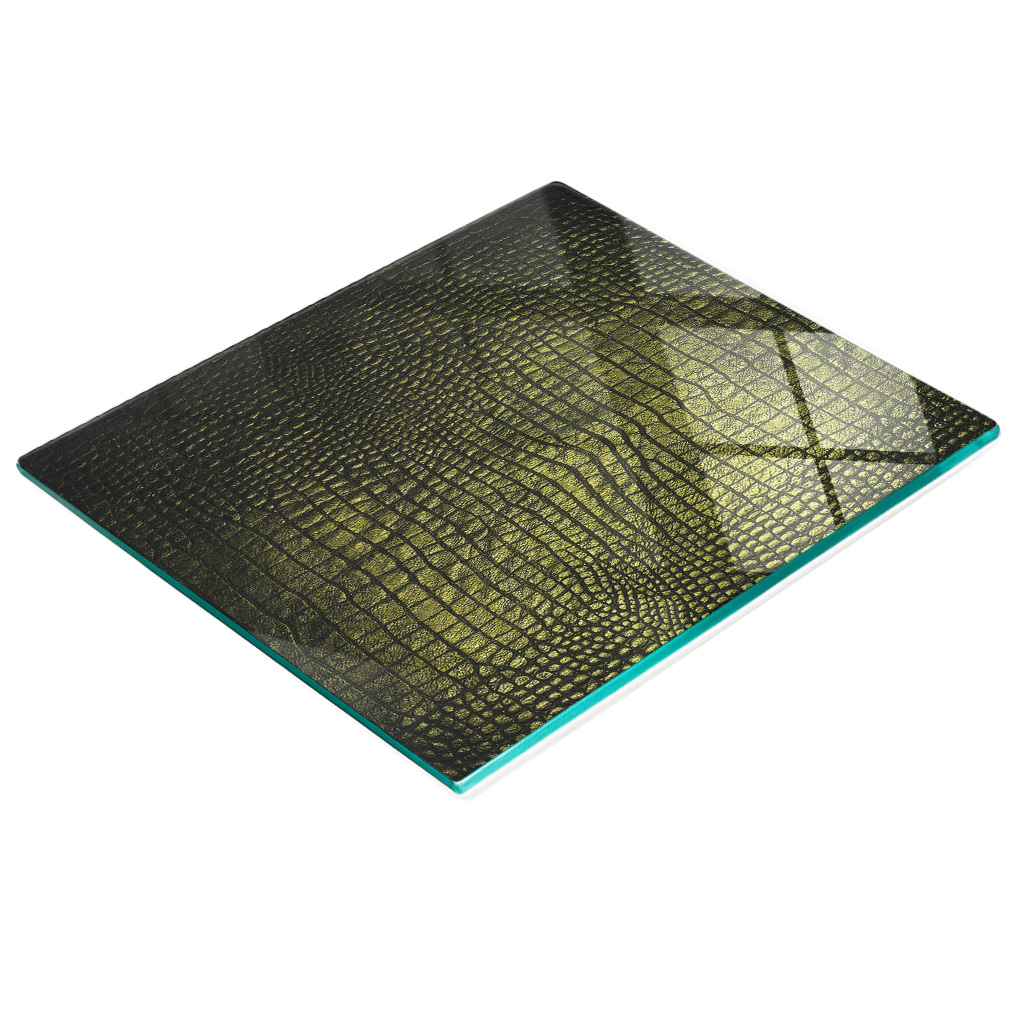 Dekoratives Servierbrett Aus Glas Für Snacks, Krokodillederoptik, 60 X 52 Cm