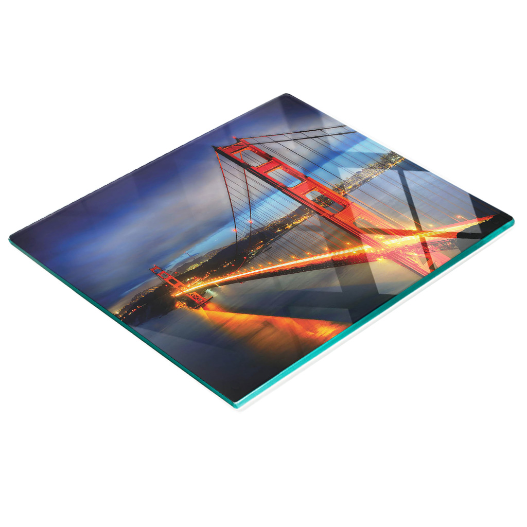 Dekoratives Schneide- Und Servierbrett Aus Glas Mit Golden-gate-brücke-motiv, 60 X 52 Cm