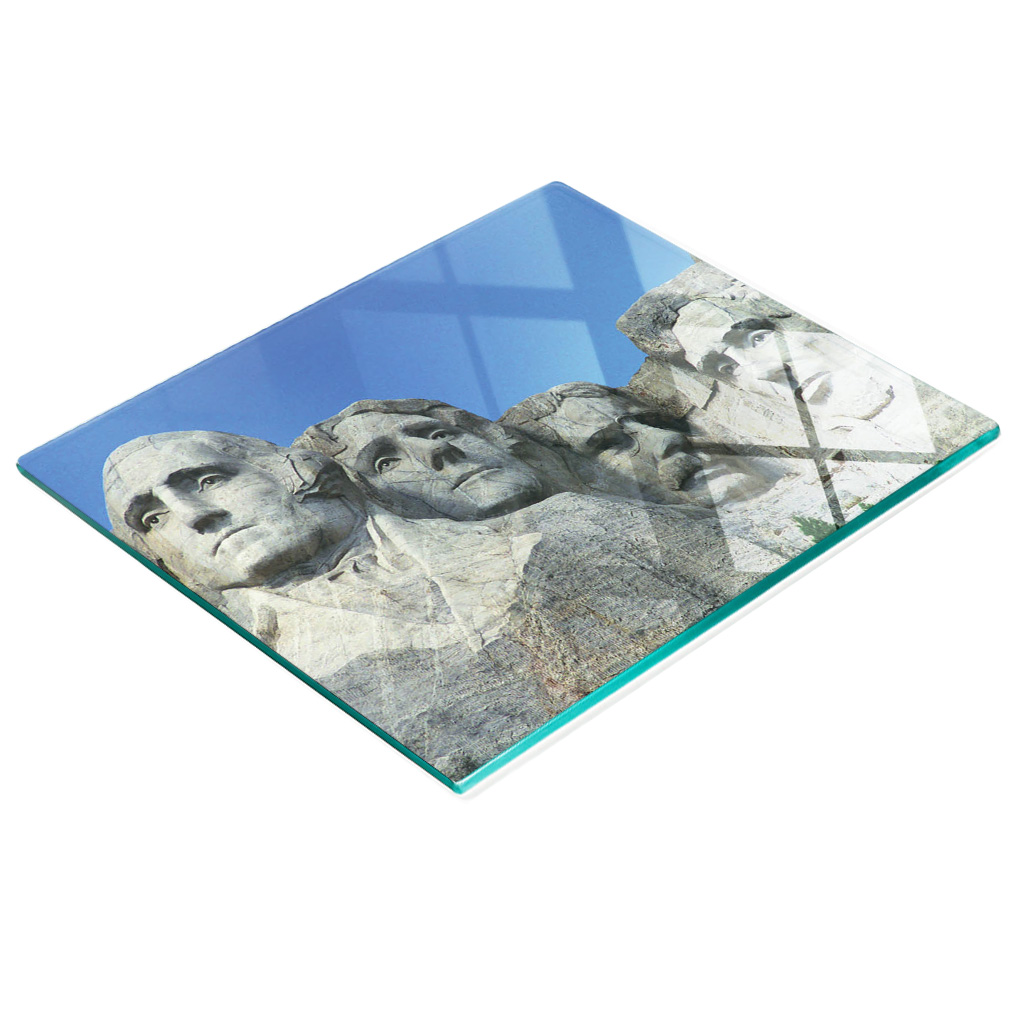 Robuste Und Stilvolle Glas-küchenplatte Mit Mount-rushmore-motiv, 60 X 52 Cm