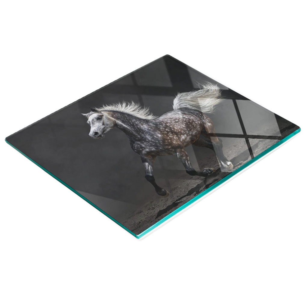 Dekoratives Servierbrett Aus Glas Für Snacks, Motiv: Arabisches Pferd, 60 X 52 Cm