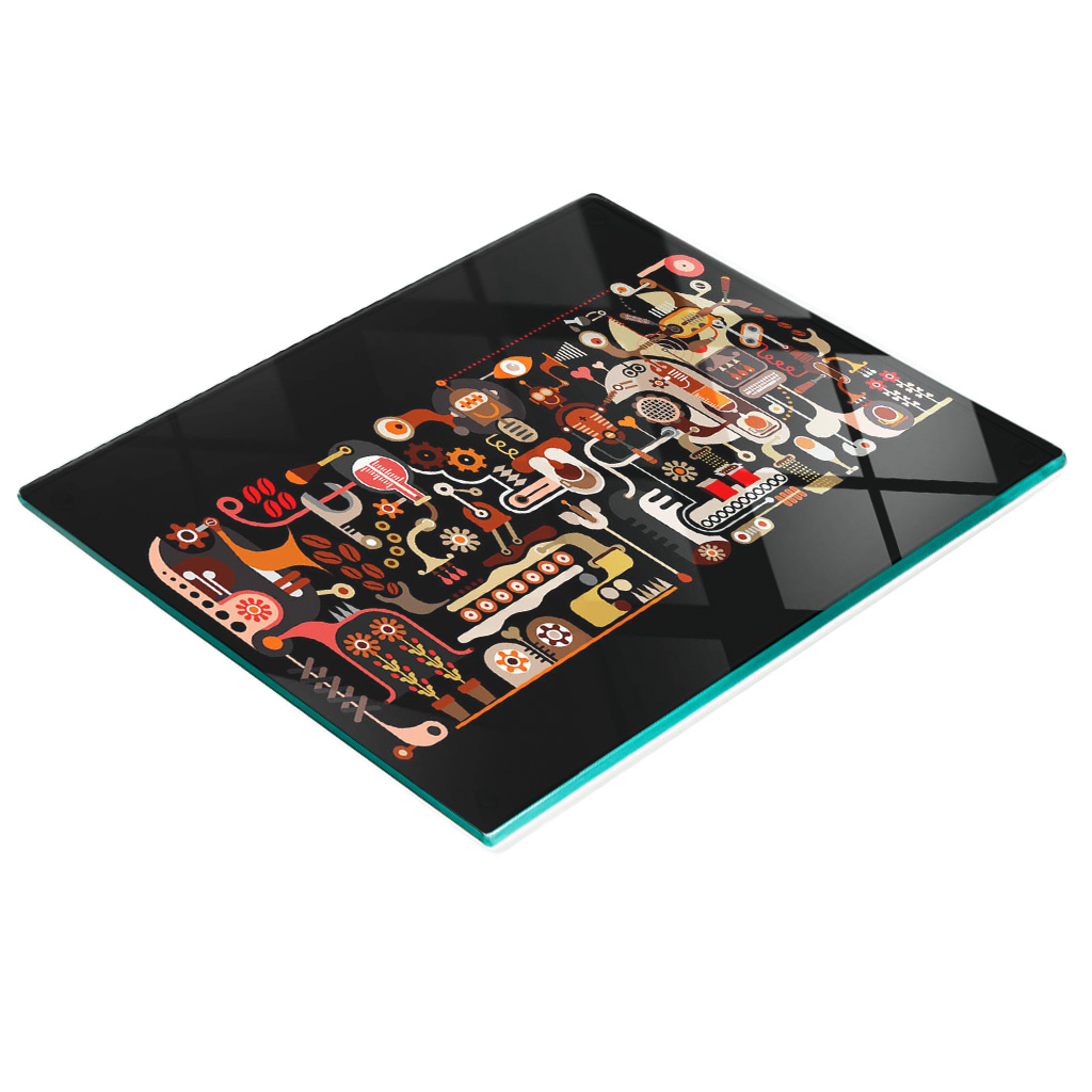Dekoratives Schneide- Und Servierbrett Aus Glas, Ideal Für Die Kaffeezubereitung, 60 X 52 Cm