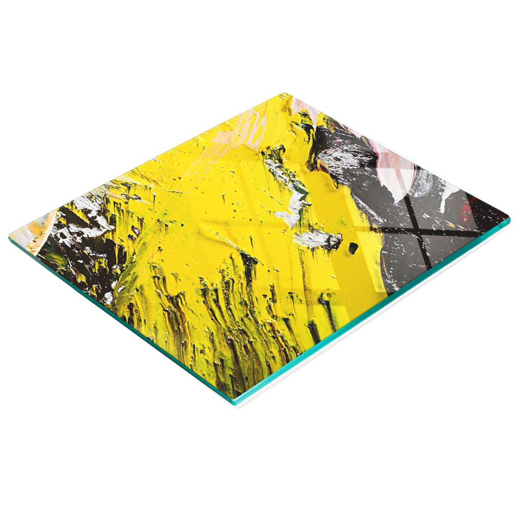 Robuste Und Stilvolle Glasplatte Mit Abstraktem Strukturmuster, 60 X 52 Cm