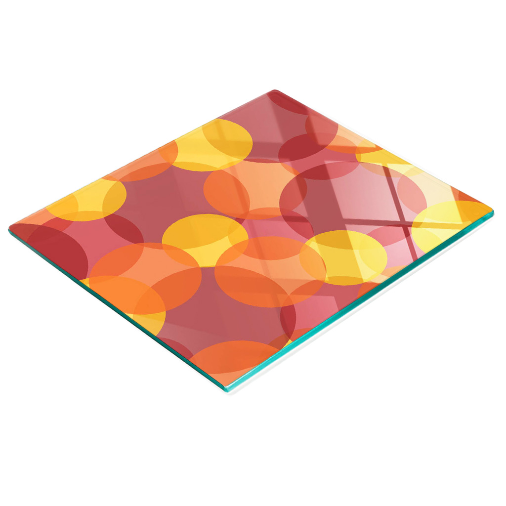 Dekoratives Schneide- Und Servierbrett Aus Glas, Bunte Kreise, 60 X 52 Cm