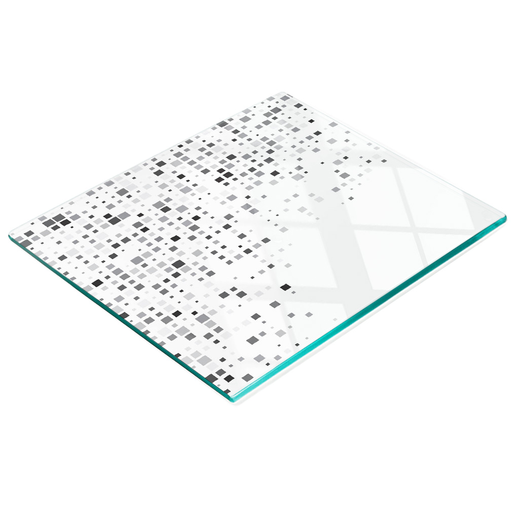 Robuste Und Stilvolle Glasplatte Mit Abstraktem Quadratmuster, 60 X 52 Cm