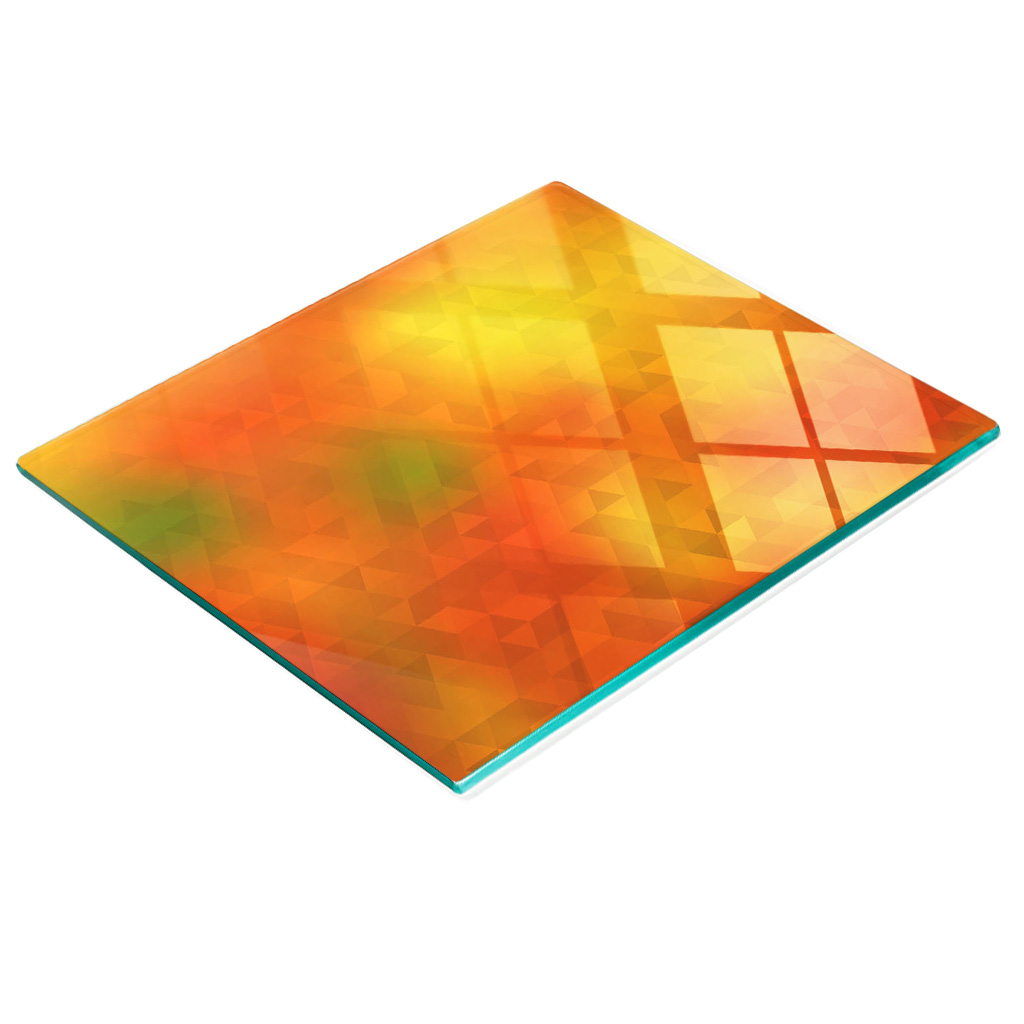Robuste Und Stilvolle Glasplatte Mit Abstraktem Dreiecksmuster, 60 X 52 Cm