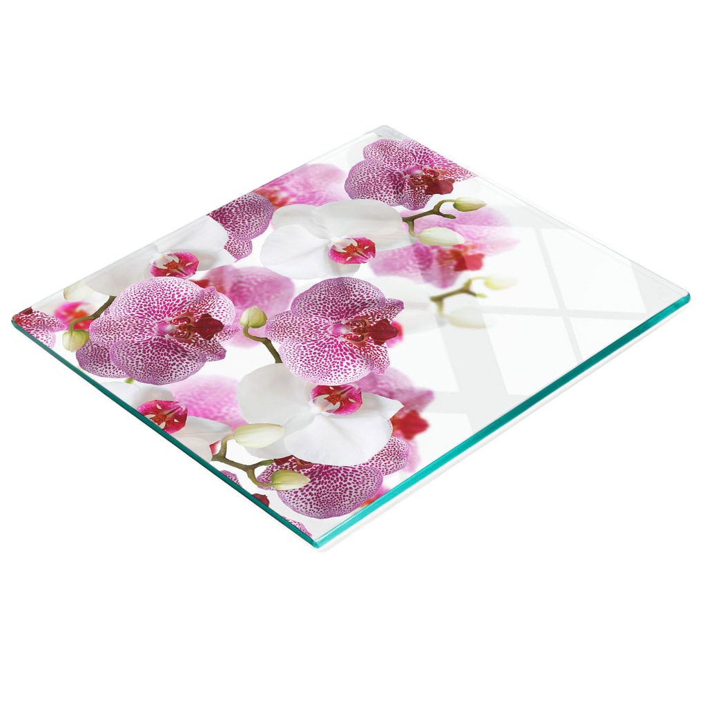 Multifunktionale Dekorative Glasplatte Mit Orchideenmuster, 60 X 52 Cm