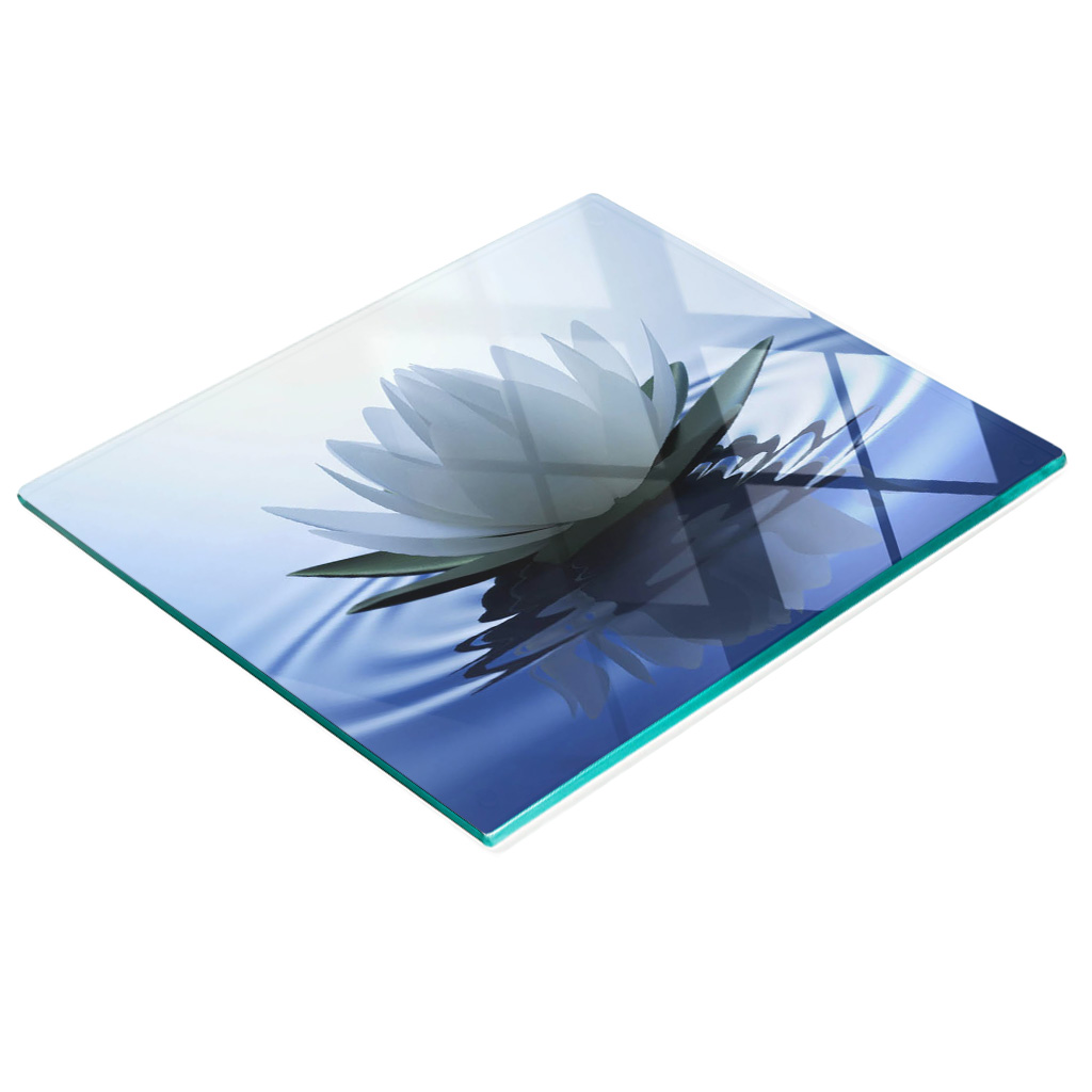 Dekorative, Multifunktionale Glasplatte Aus Gehärtetem Glas, Motiv: Seerose, 60 X 52 Cm