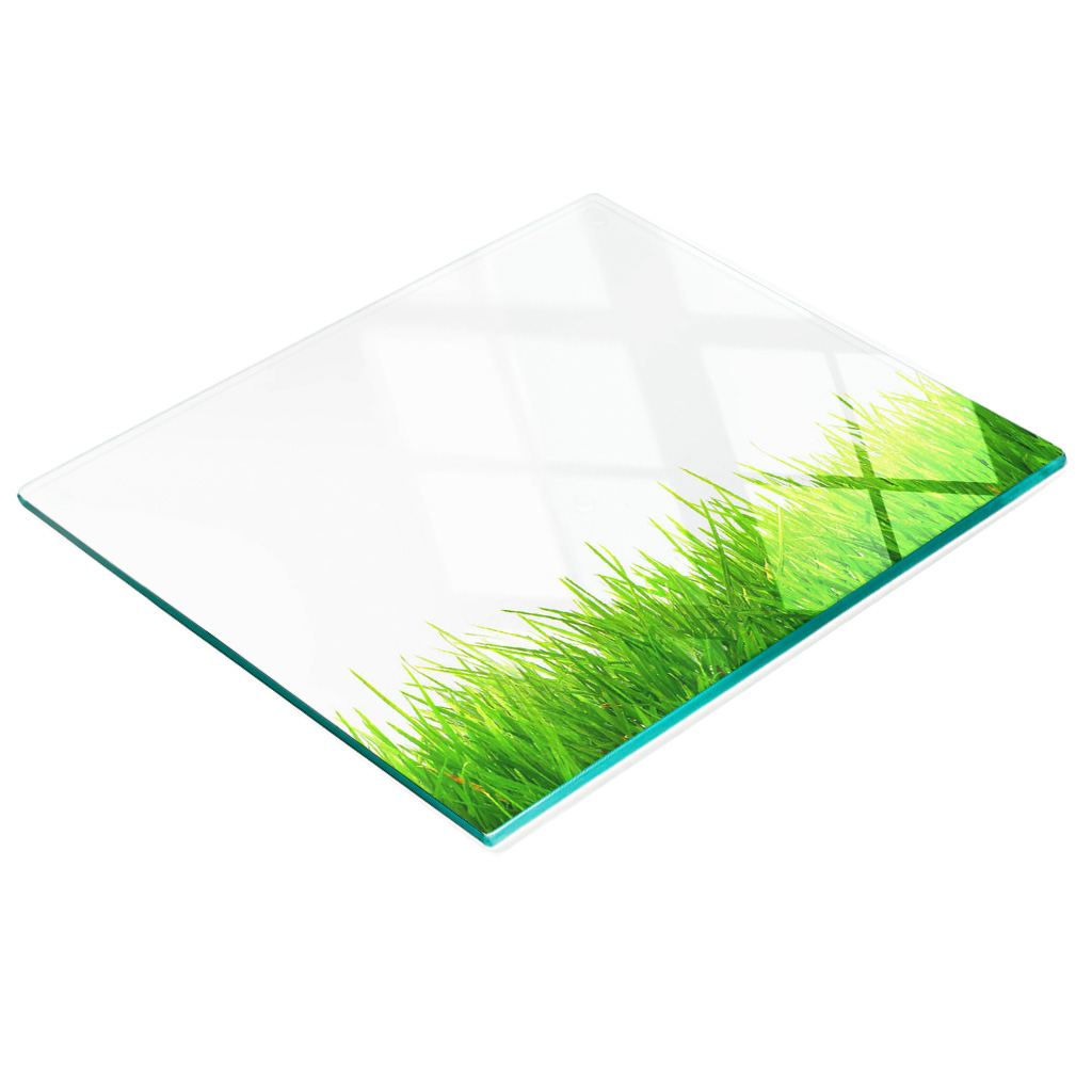 Dekorative Glasplatte Mit Grasmotiv Zum Servieren Von Snacks, 60 X 52 Cm
