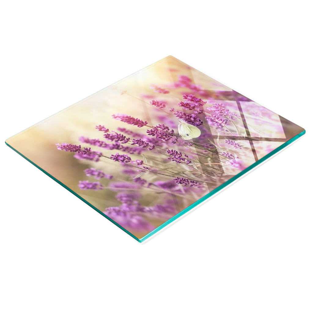 Multifunktionale Küchen-dekorationsplatte Aus Gehärtetem Glas, Lavendel, 60 X 52 Cm