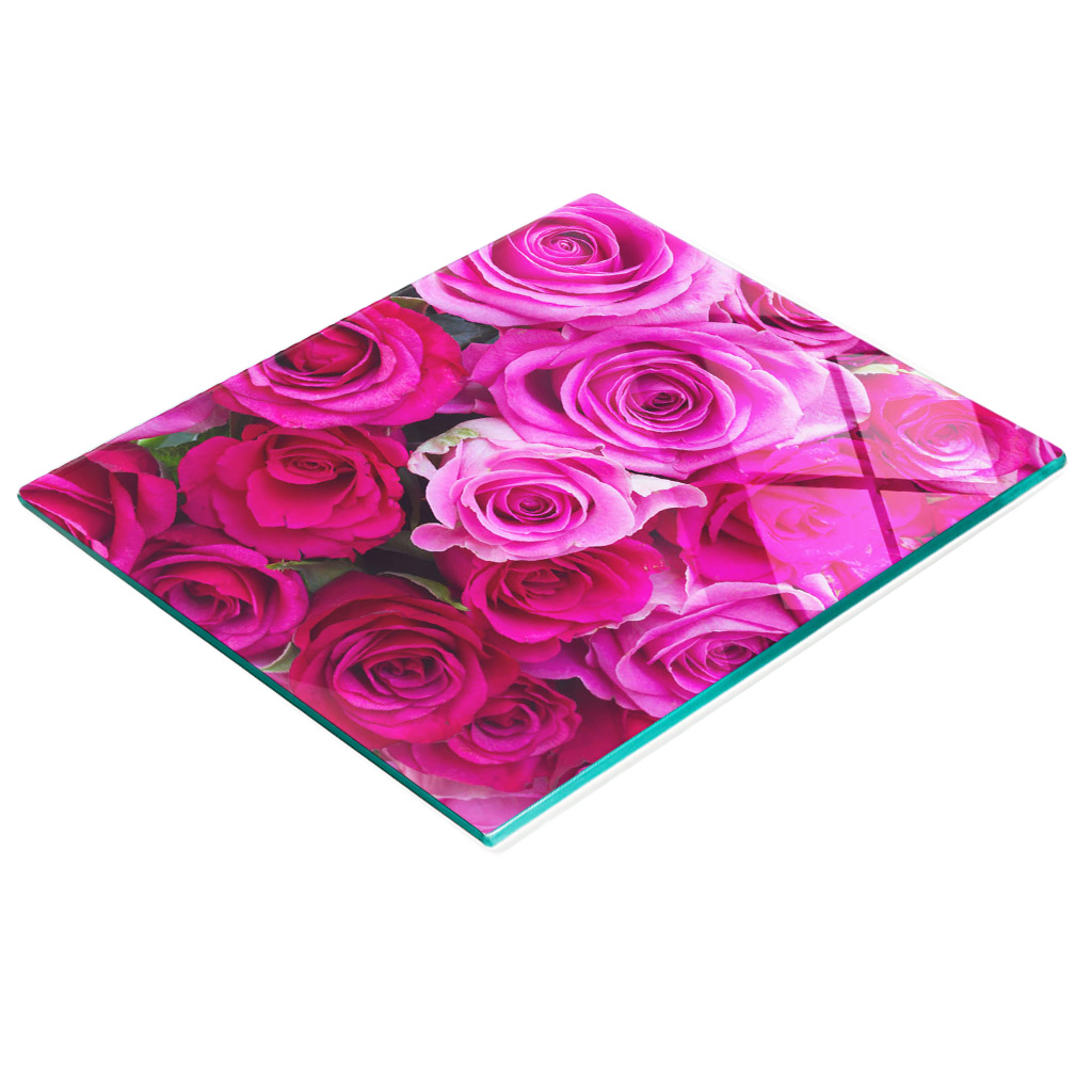 Dekorative Glasplatte Zum Servieren Von Snacks, Rosenstrauß, 60 X 52 Cm