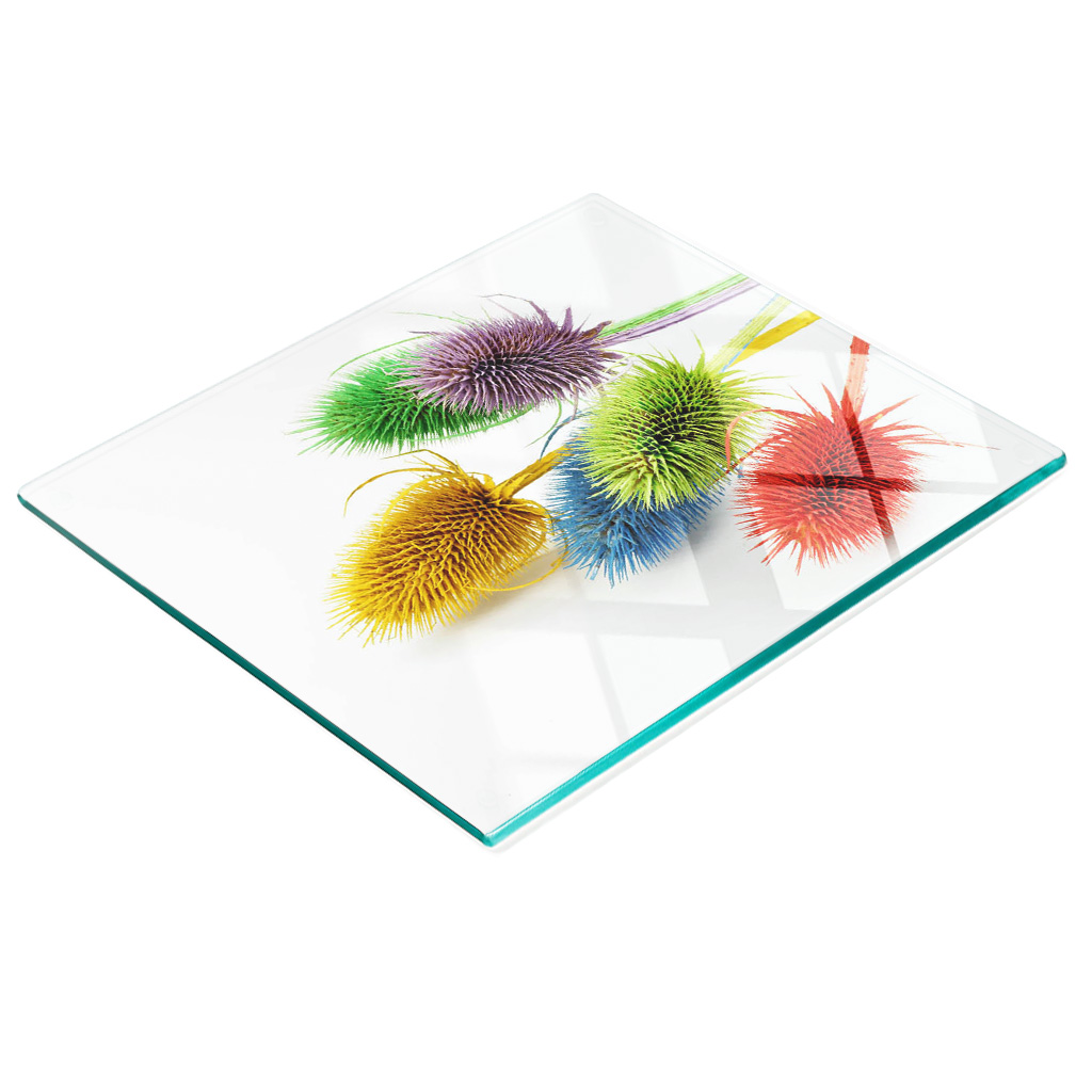 Dekorative Glasplatte Mit Distelmotiv Zum Servieren Von Snacks, 60 X 52 Cm