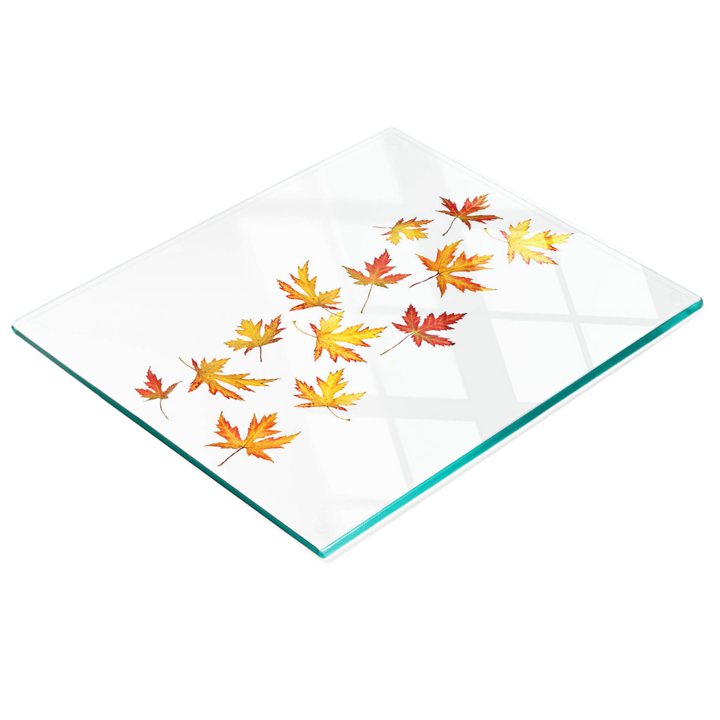 Dekoratives Servierbrett Aus Glas Für Snacks, Herbstlaub, 60 X 52 Cm