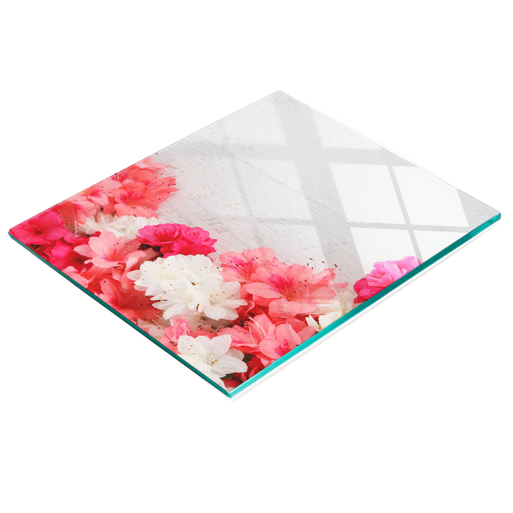 Multifunktionale Küchendekorationsplatte Aus Gehärtetem Glas, Blumen, 60 X 52 Cm