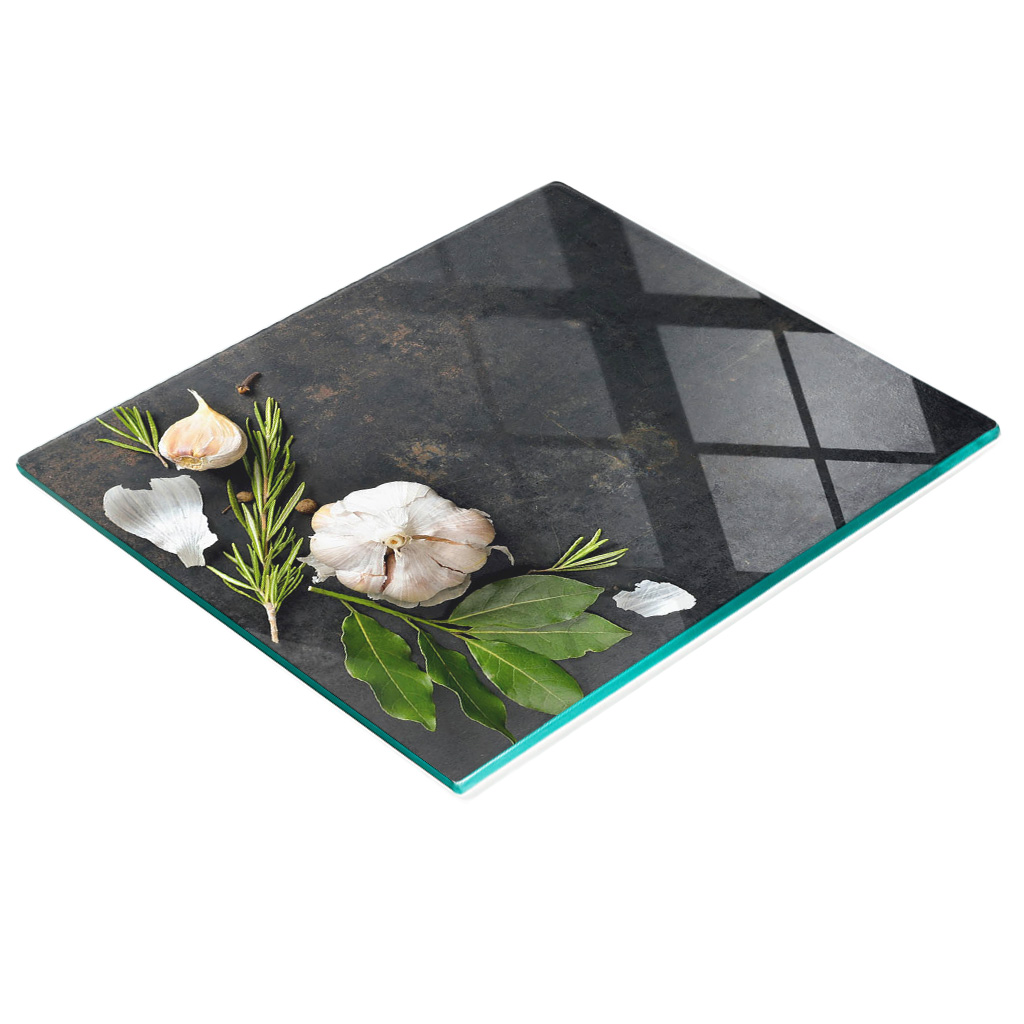 Multifunktionale Küchen-dekorationsplatte Aus Gehärtetem Glas, Knoblauchmotiv, 60 X 52 Cm