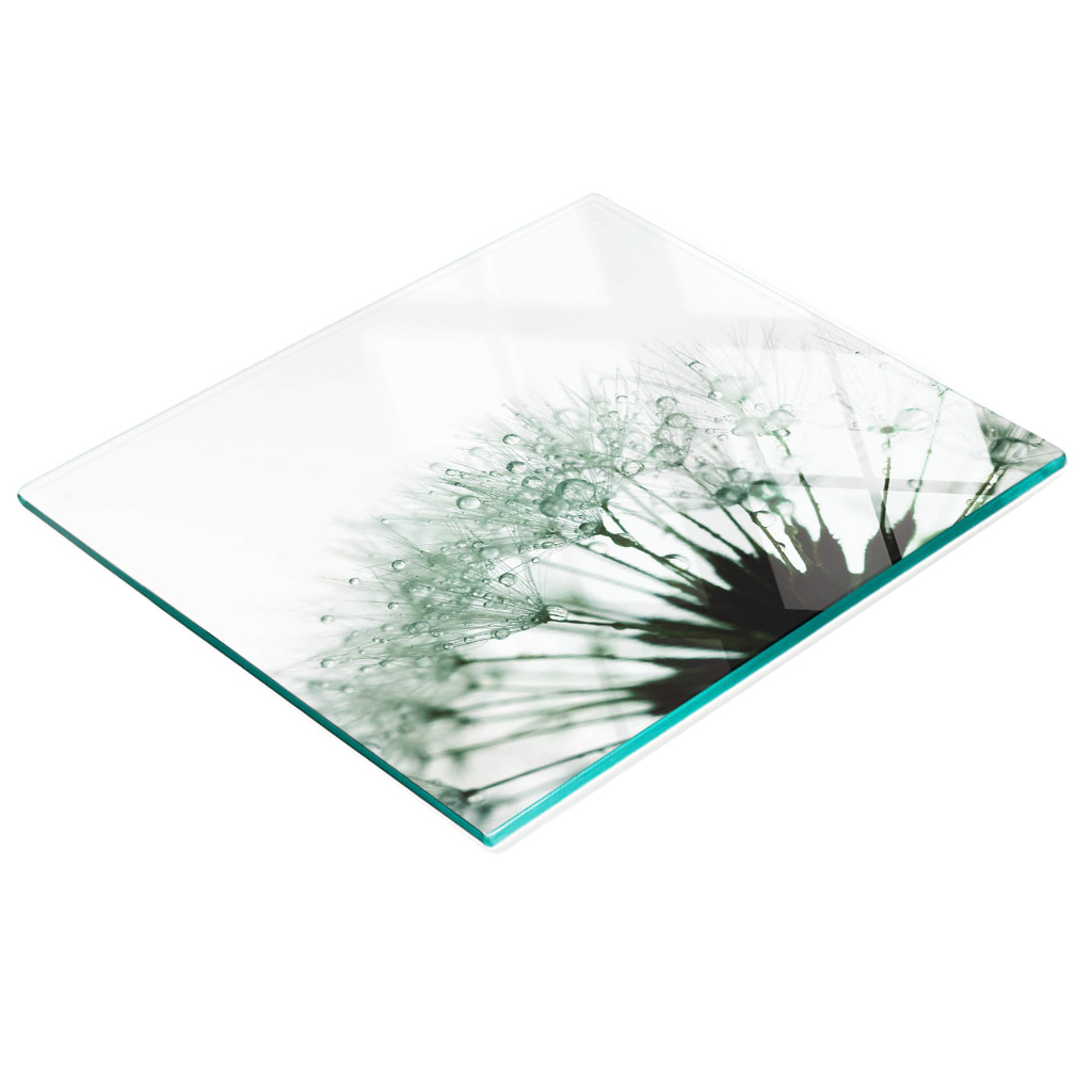 Dekorative, Multifunktionale Glasplatte Aus Gehärtetem Glas, Löwenzahnmotiv, 60 X 52 Cm