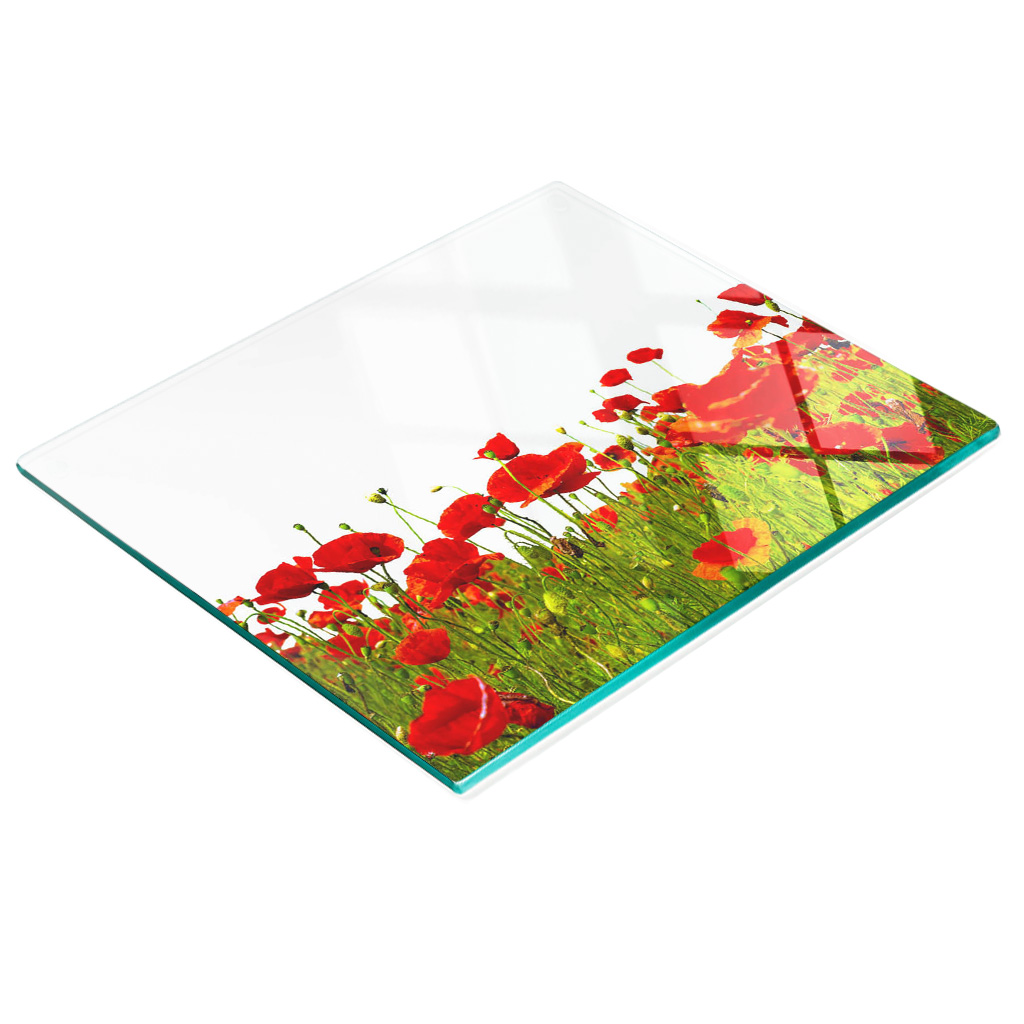 Multifunktionale Küchen-dekorationsplatte Aus Gehärtetem Glas, Mohnblumenmuster, 60 X 52 Cm