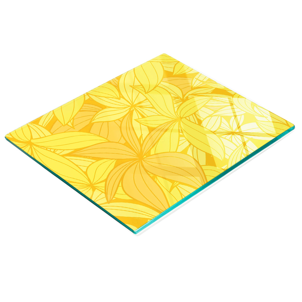 Multifunktionale, Dekorative Küchenplatte Aus Gehärtetem Stahlblech Mit Gelben Blumen, 60 X 52 Cm