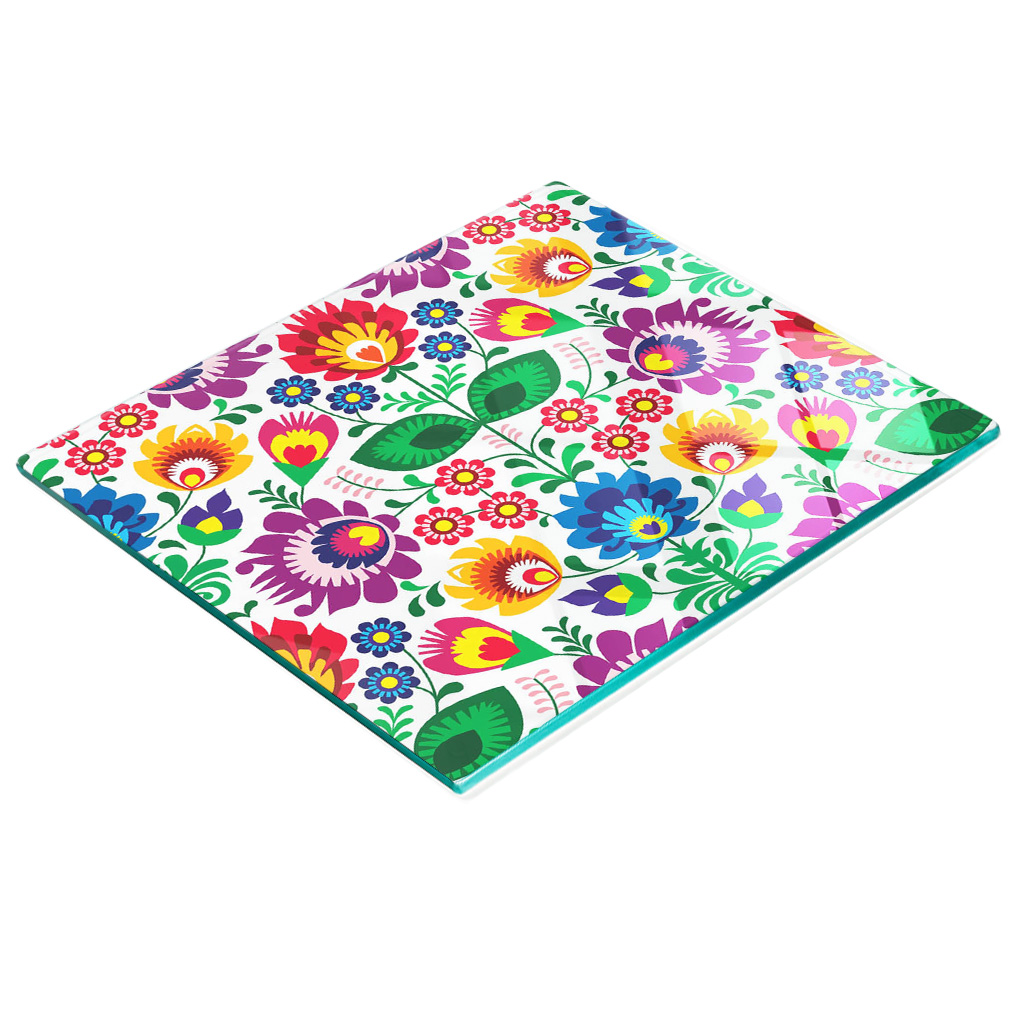 Dekorative, Multifunktionale Glasplatte Aus Gehärtetem Glas Mit Ethnischem Muster, 60 X 52 Cm