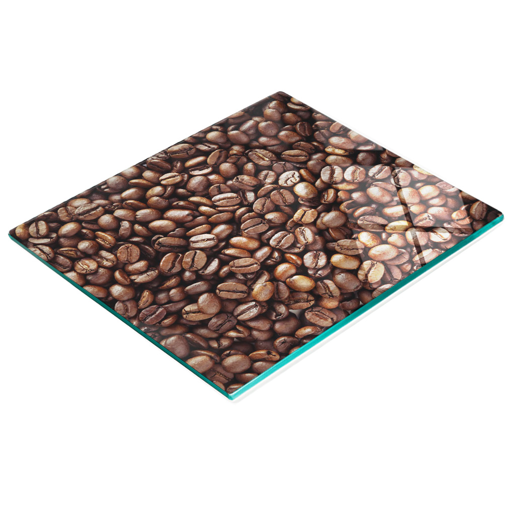 Dekorative, Multifunktionale Glasplatte Aus Gehärtetem Glas Mit Kaffeebohnenmotiv, 60 X 52 Cm