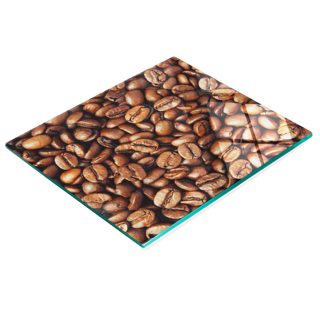 Küchenbrett Aus Gehärtetem Glas Mit Dekorativem Kaffeebohnenmotiv, 60 X 52 Cm
