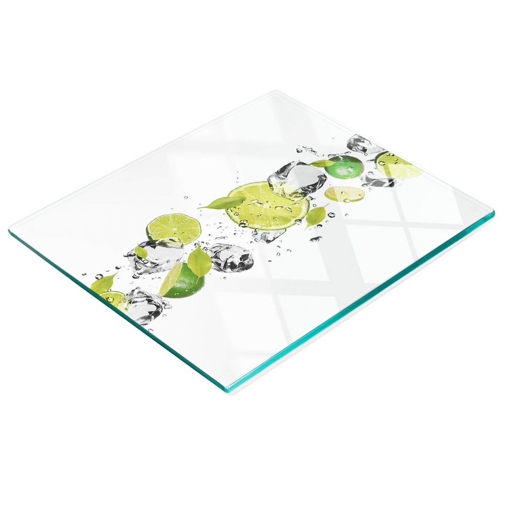 Robuste Und Stilvolle Glas-küchenplatte Mit Kalk- Und Wassermuster, 60 X 52 Cm