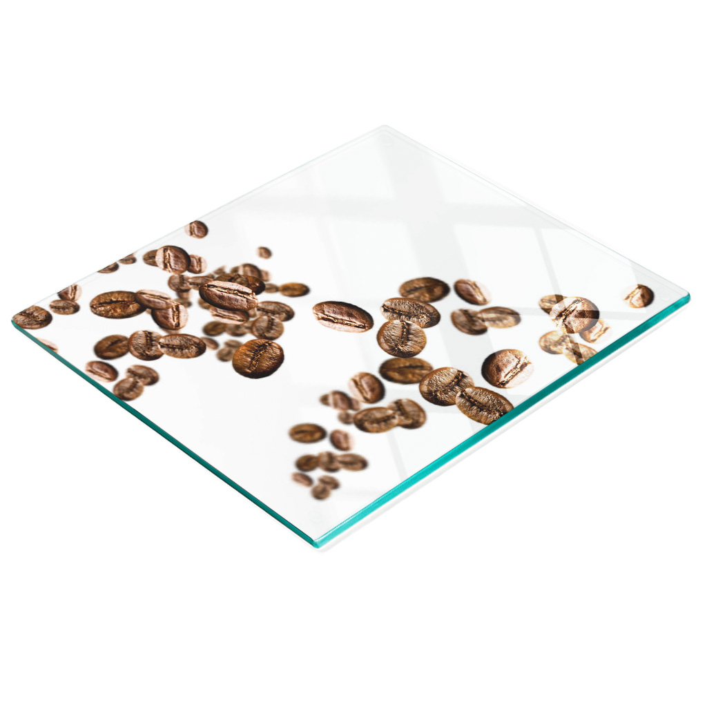 Dekoratives Küchenschneidebrett Aus Glas Mit Kaffeebohnenmotiv, 60 X 52 Cm