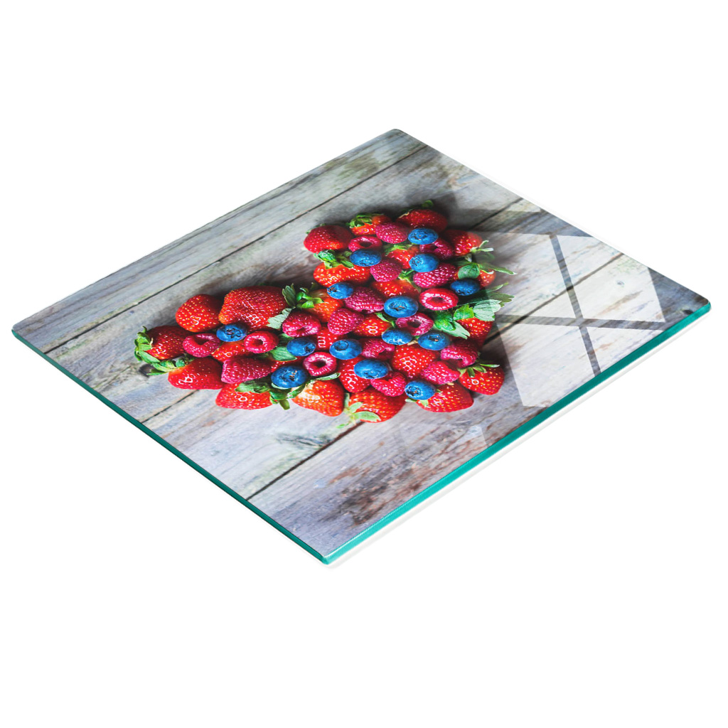 Multifunktionale Küchen-dekorationsplatte Aus Gehärtetem Glas, Herz- Und Obstmotiv, 60 X 52 Cm