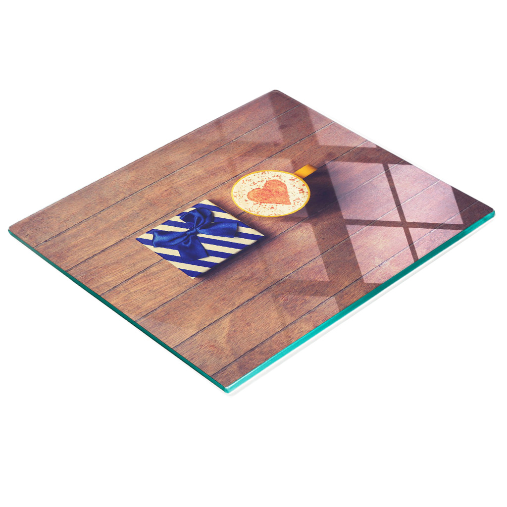 Dekoratives Schneide- Und Servierbrett Aus Glas, Ideal Als Kaffeegeschenk, 60 X 52 Cm