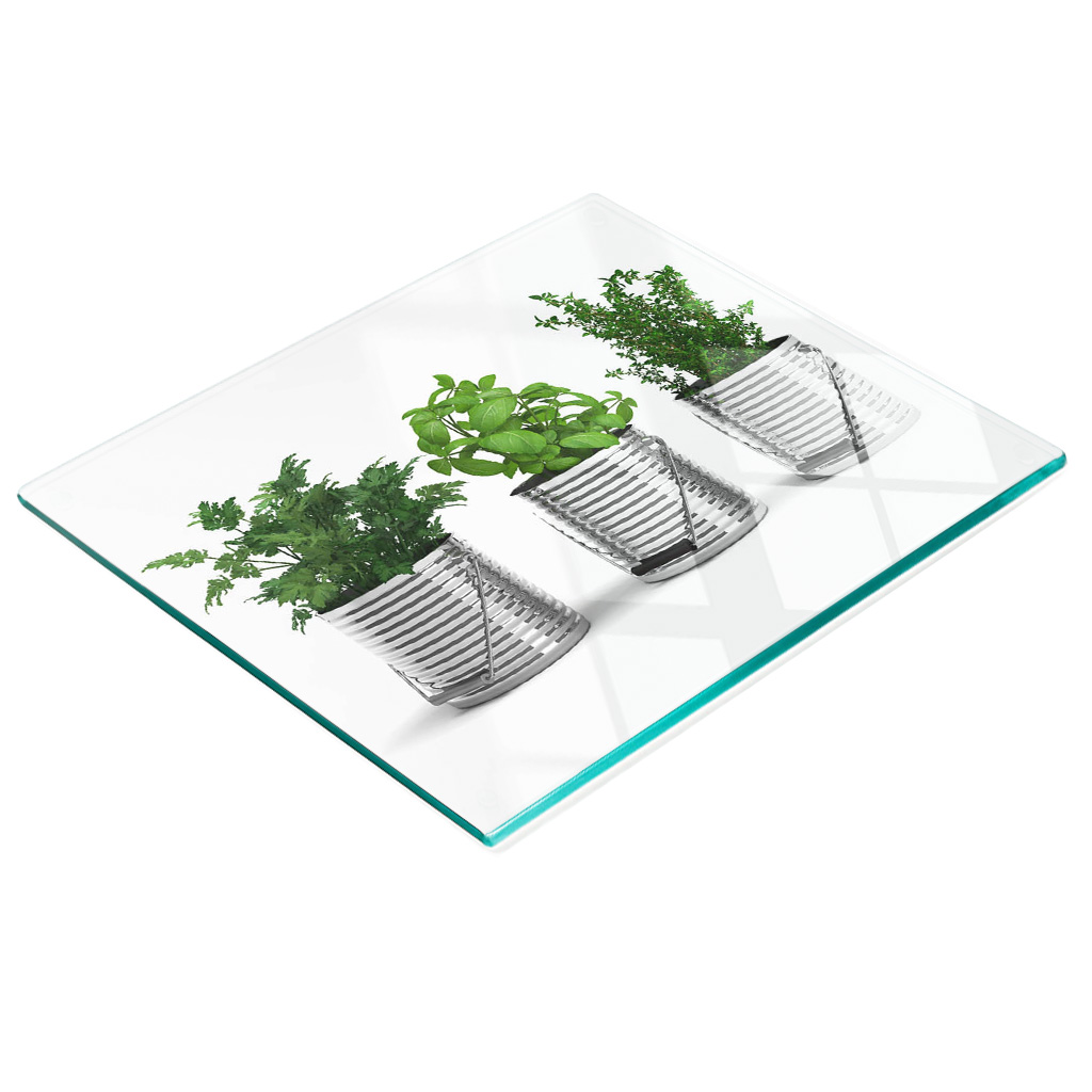 Robustes Und Stilvolles Glasbrett Mit Duftpflanzenmuster, 60 X 52 Cm