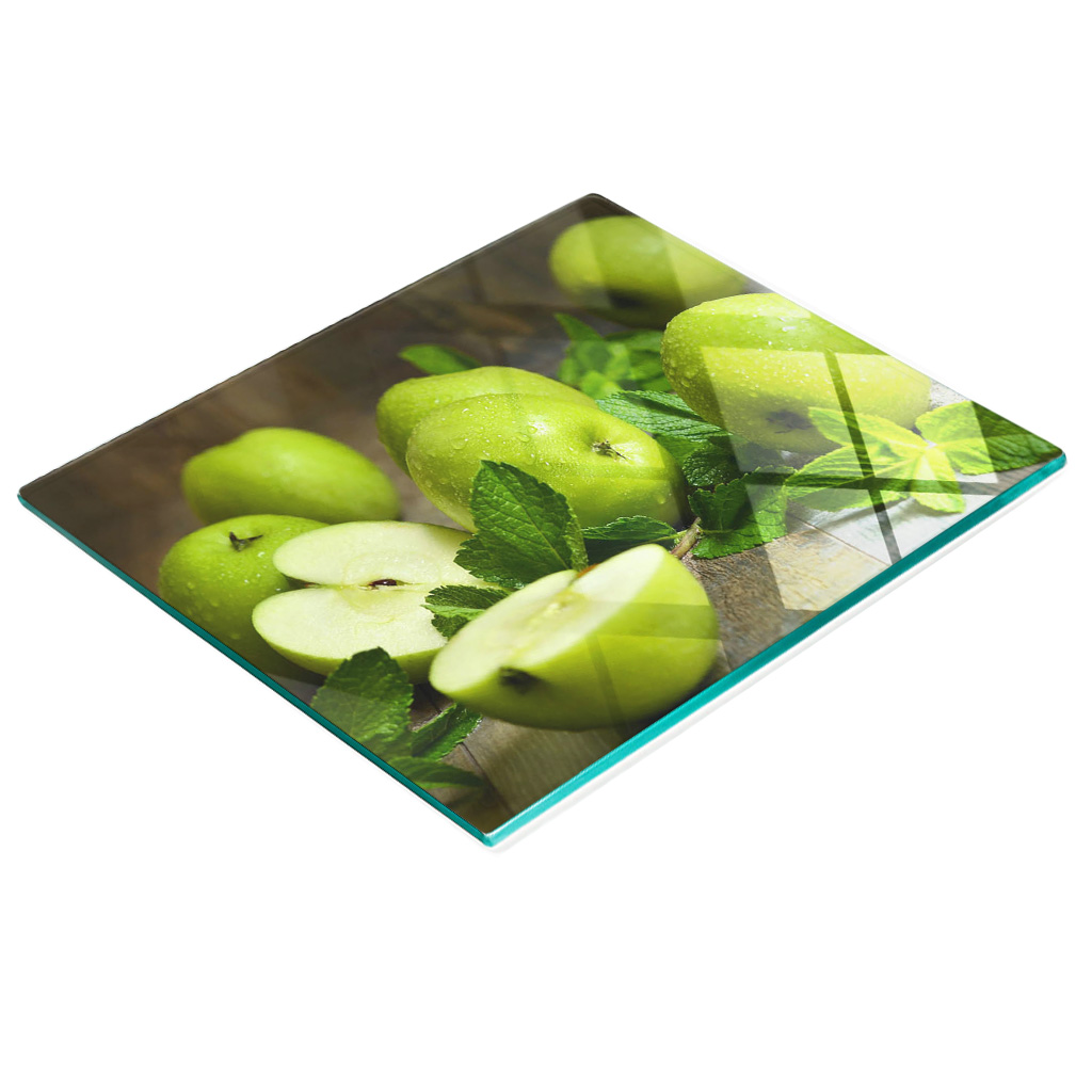 Multifunktionale, Dekorative Glasplatte Für Die Küche, Motiv: Grüne Äpfel, 60 X 52 Cm