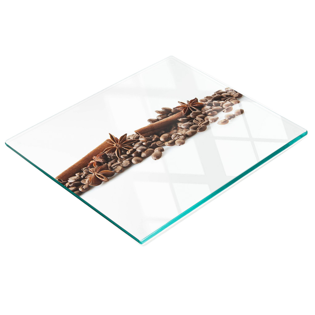 Robustes Und Stilvolles Glasbrett Mit Kaffeebohnen- Und Zimtmuster, 60 X 52 Cm