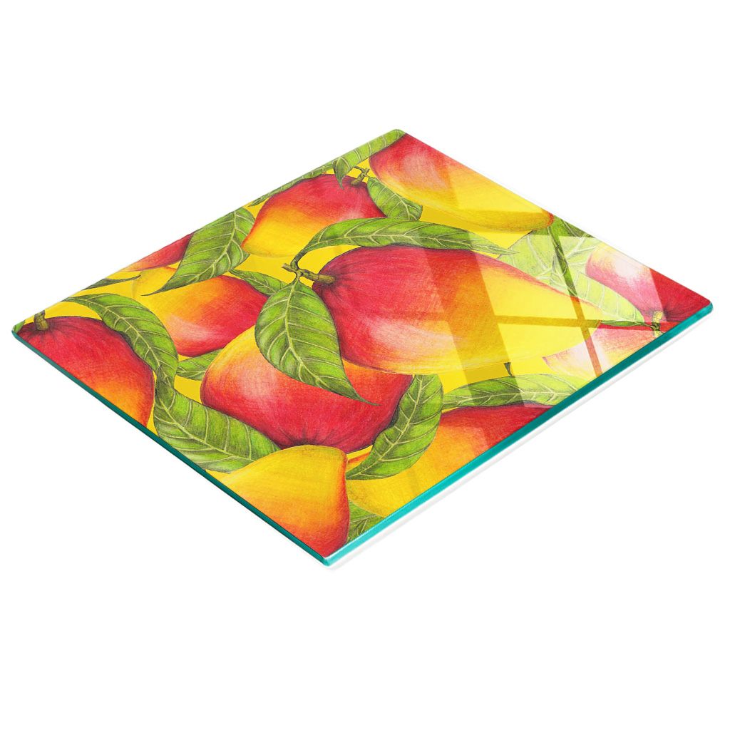 Dekorative Glasplatte Mit Grafiken Zum Servieren Von Mangosnacks, 60 X 52 Cm