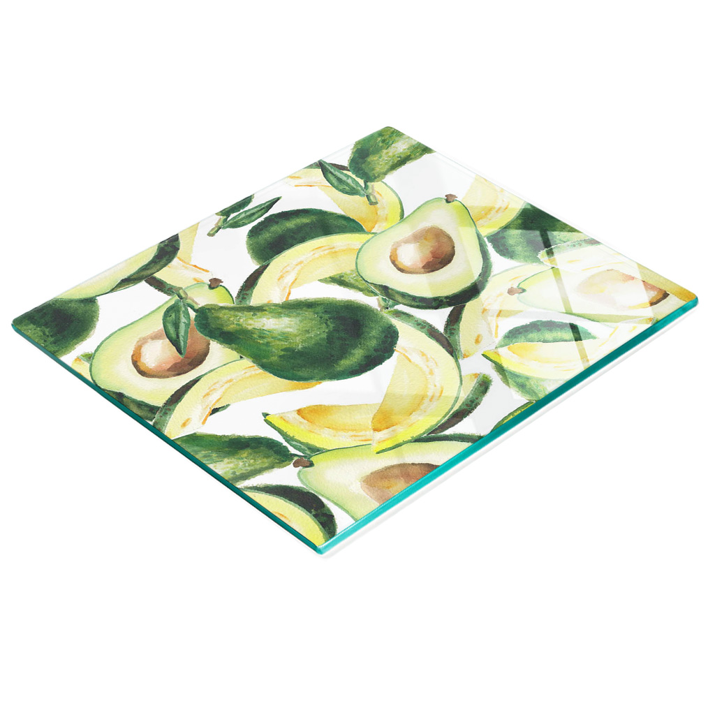 Multifunktionale Dekorative Glasplatte Mit Avocado-print, 60 X 52 Cm