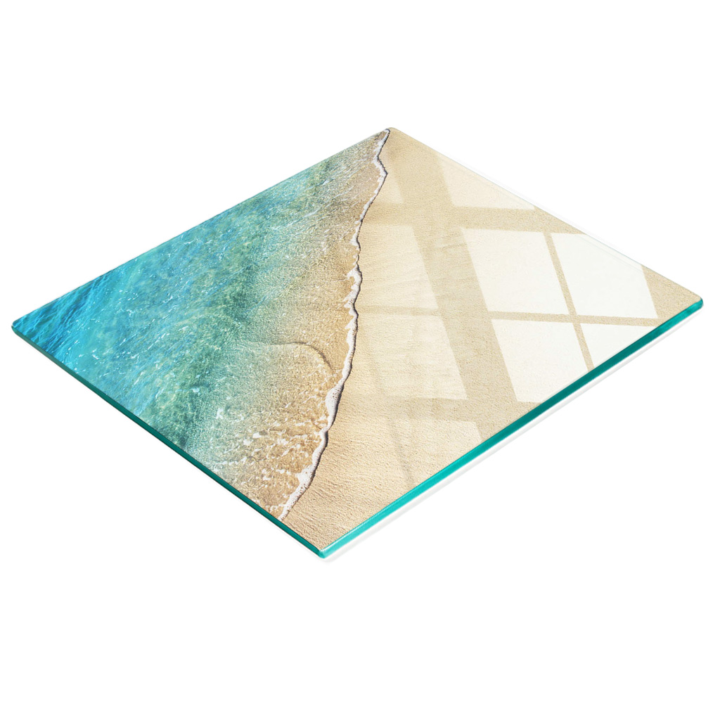 Dekorative, Multifunktionale Glasplatte Aus Gehärtetem Glas, Strandwelle, 60 X 52 Cm