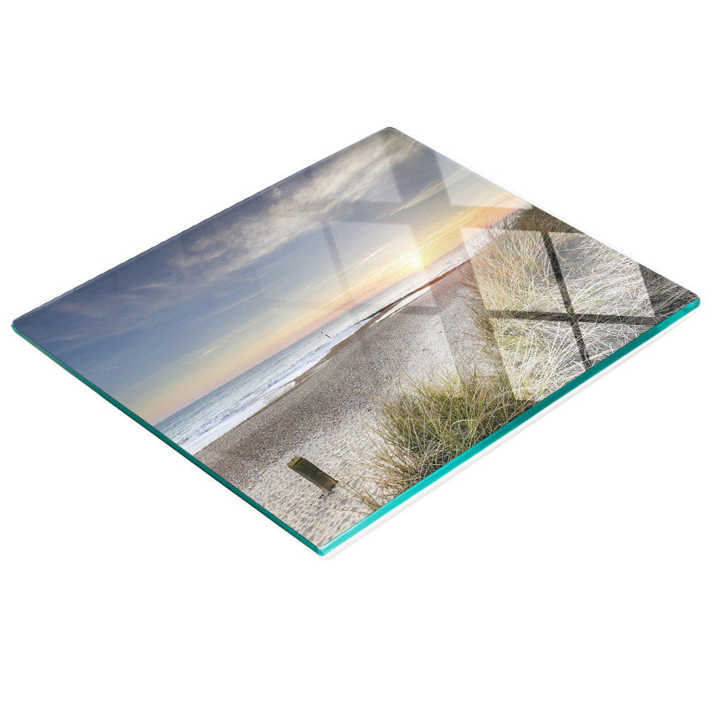 Multifunktionale Küchen-dekorationsglasplatte „sonne Und Dünen“ 60 X 52 Cm