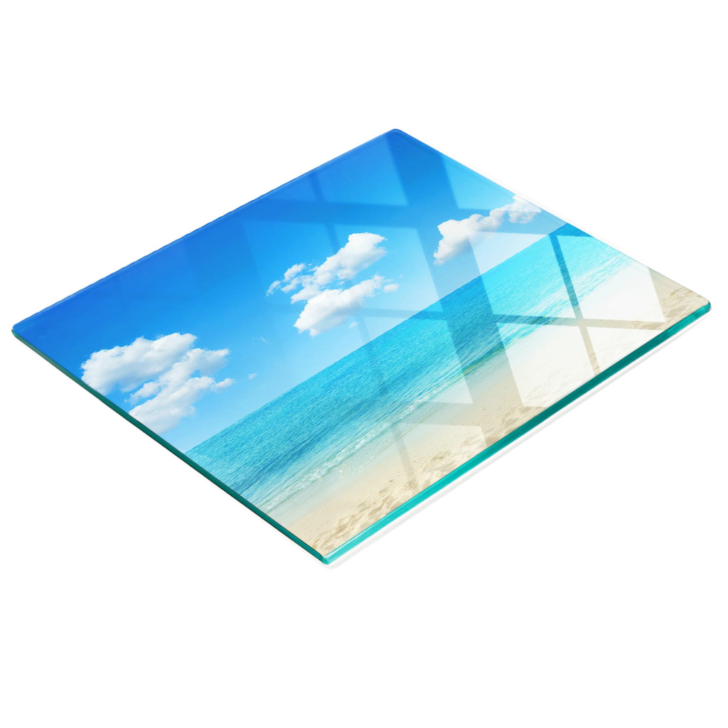 Multifunktionale, Dekorative Glasplatte Für Die Küche, Motiv: Paradiesstrand, 60 X 52 Cm