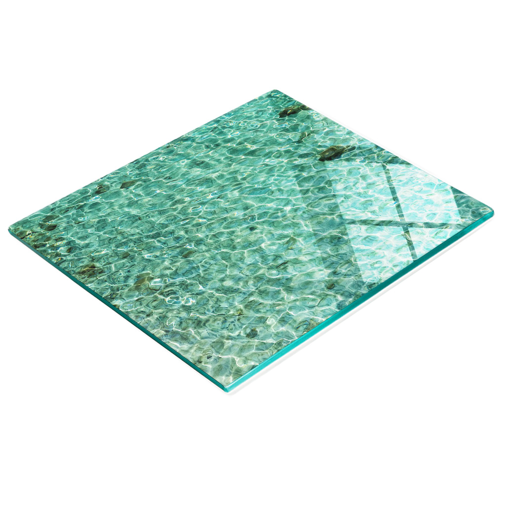 Stilvolle Und Robuste Glasplatte Mit Aufgedrucktem Transparentem Wasser, 60 X 52 Cm
