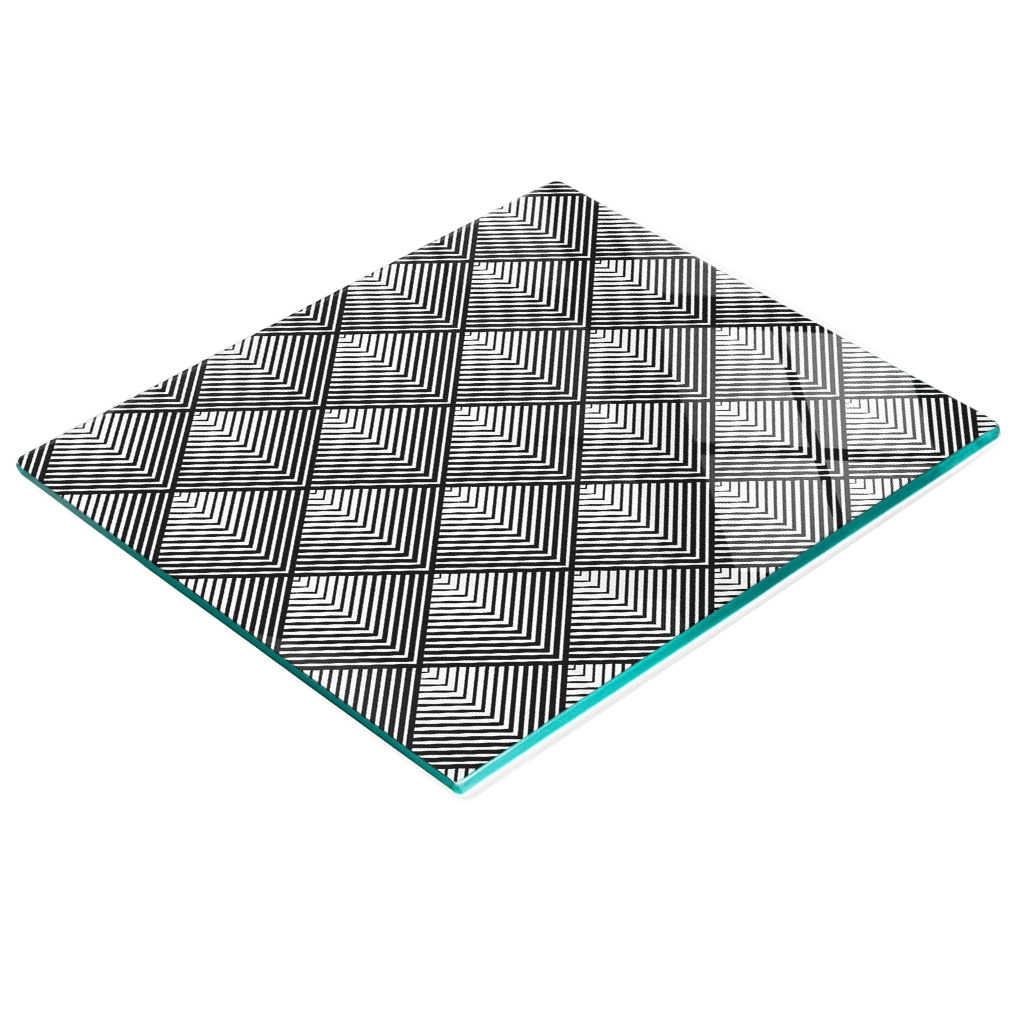Stilvolle Und Robuste Glasplatte Mit Geometrischem Muster, 60 X 52 Cm