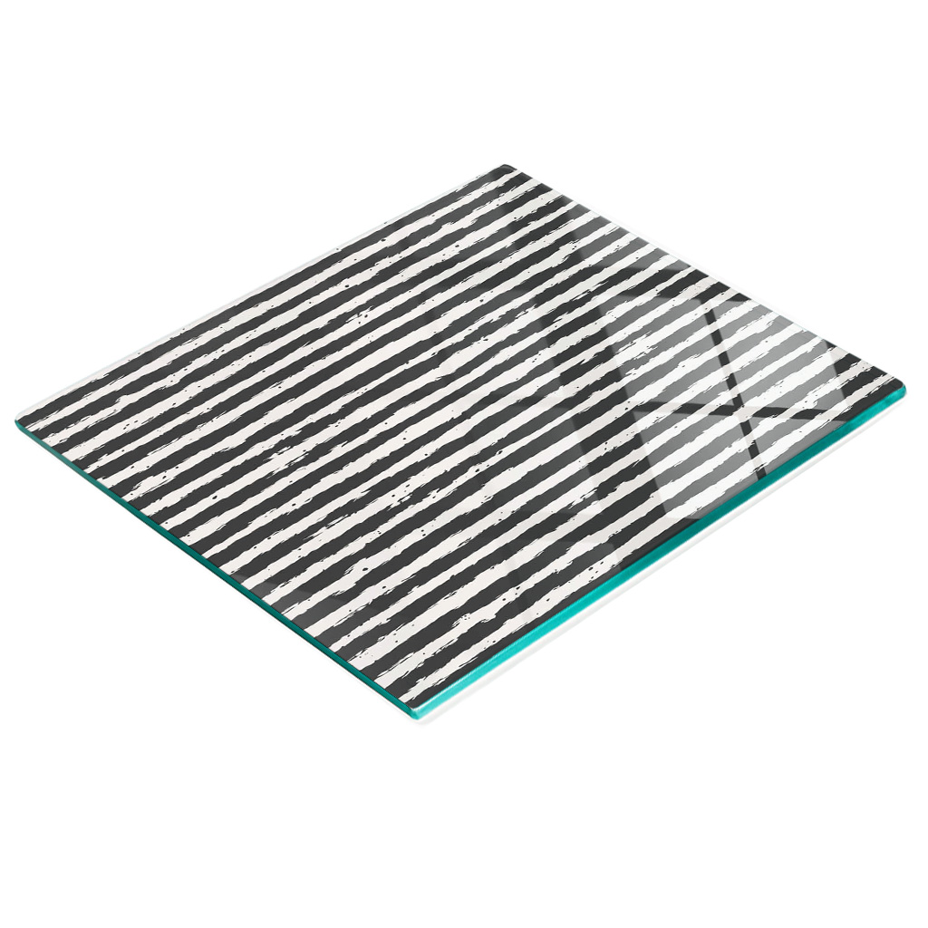 Dekorative Glasplatte Mit Streifenmuster Zum Servieren Von Snacks, 60 X 52 Cm