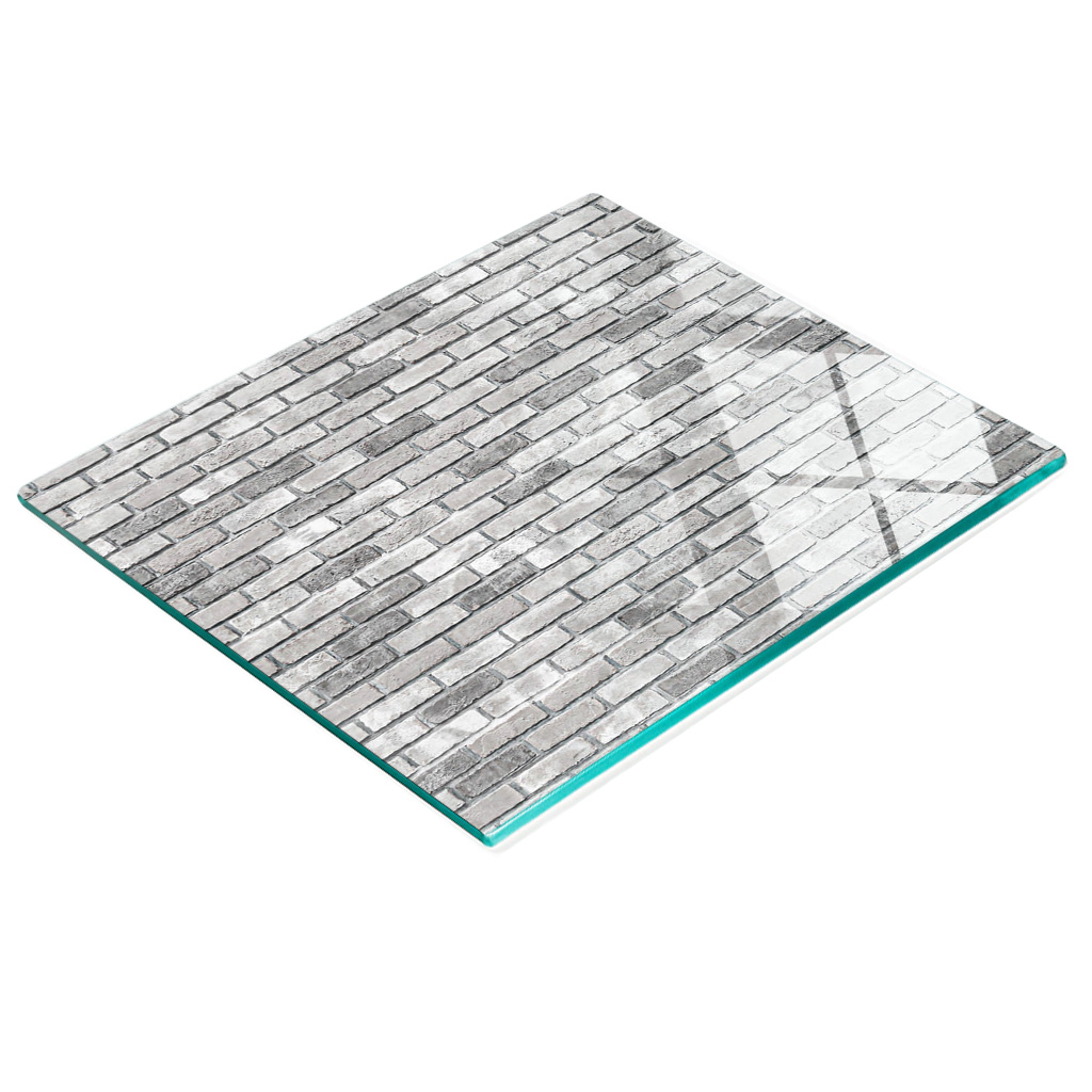 Küchenarbeitsplatte Aus Gehärtetem Glas Mit Dekorativer Grafik In Ziegelsteinoptik, 60 X 52 Cm
