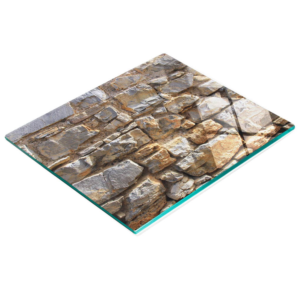 Robuste Und Stilvolle Küchenarbeitsplatte Aus Glas Mit Steinwandmuster, 60 X 52 Cm