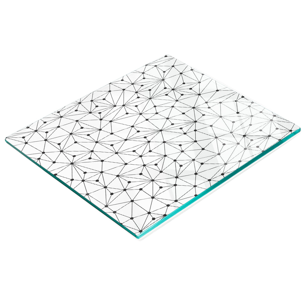 Dekorative, Multifunktionale Glasplatte Aus Gehärtetem Glas Mit Linien- Und Kreismuster, 60 X 52 Cm