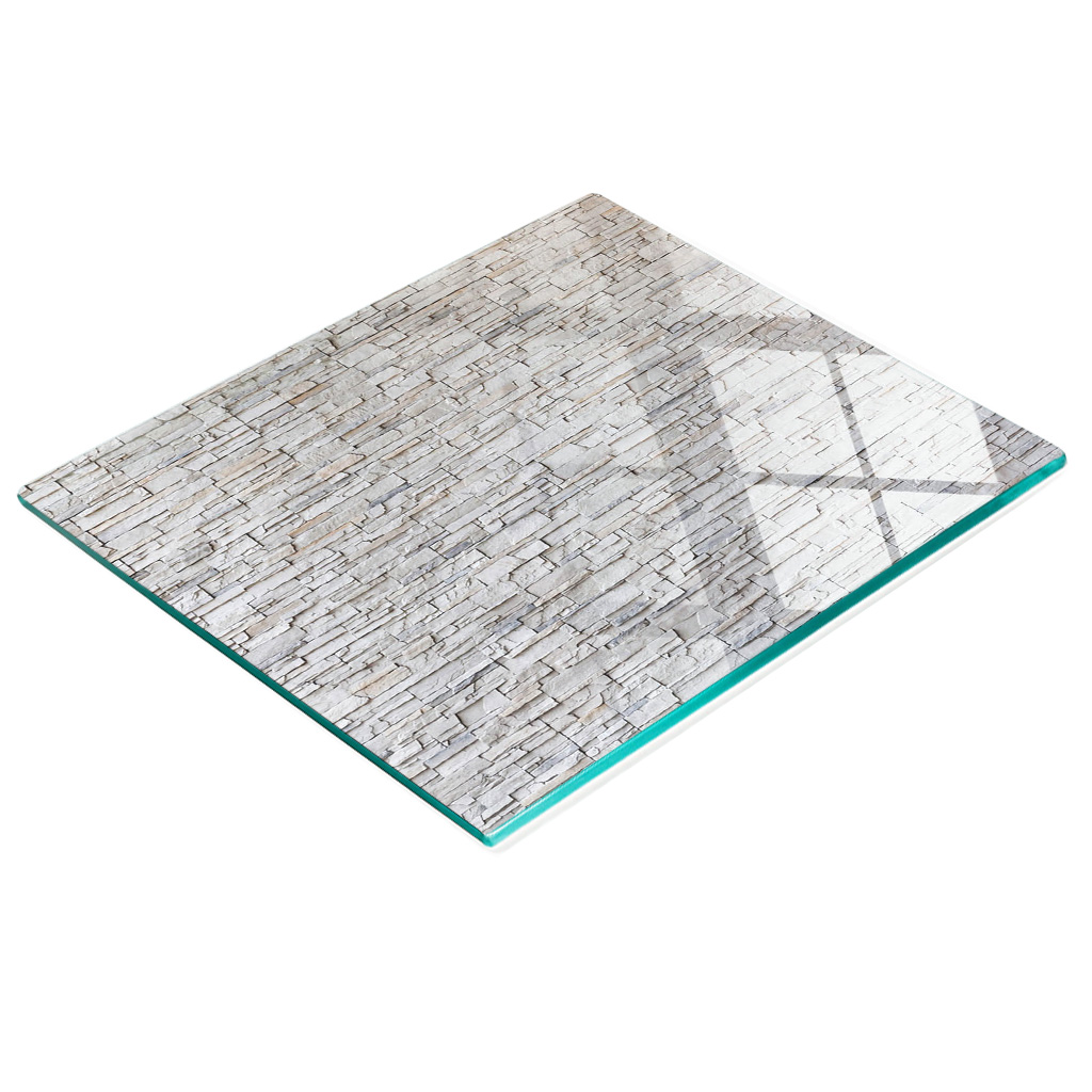 Küchenarbeitsplatte Aus Gehärtetem Glas Mit Dekorativer Steinwandgrafik, 60 X 52 Cm