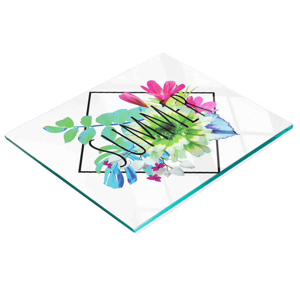 Dekorative Glasplatte Mit Grafiken Zum Servieren Von Sommersnacks, 60 X 52 Cm