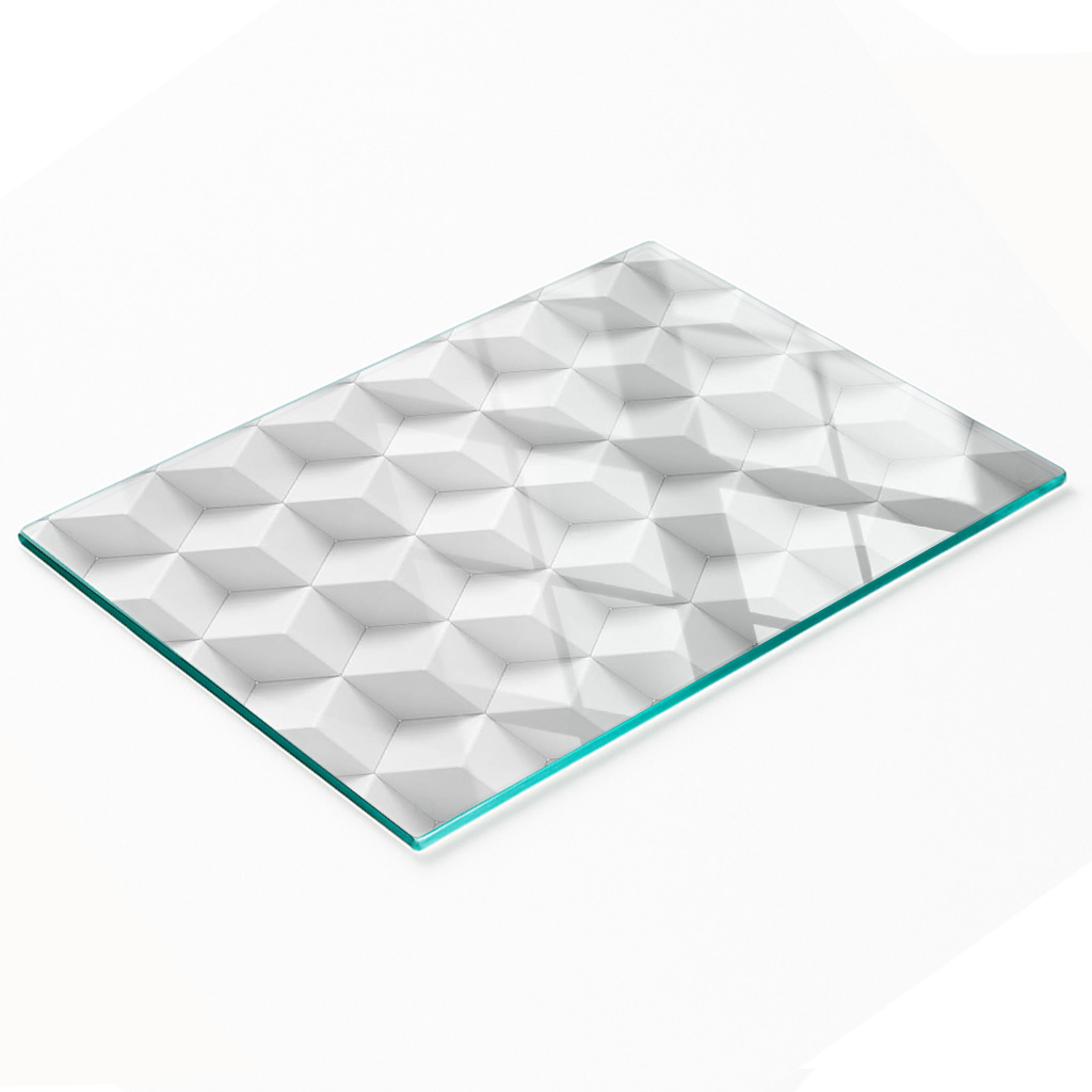 Dekoratives Glasbrett Mit 3d-grafik Zum Servieren Von Snacks, 80 X 52 Cm