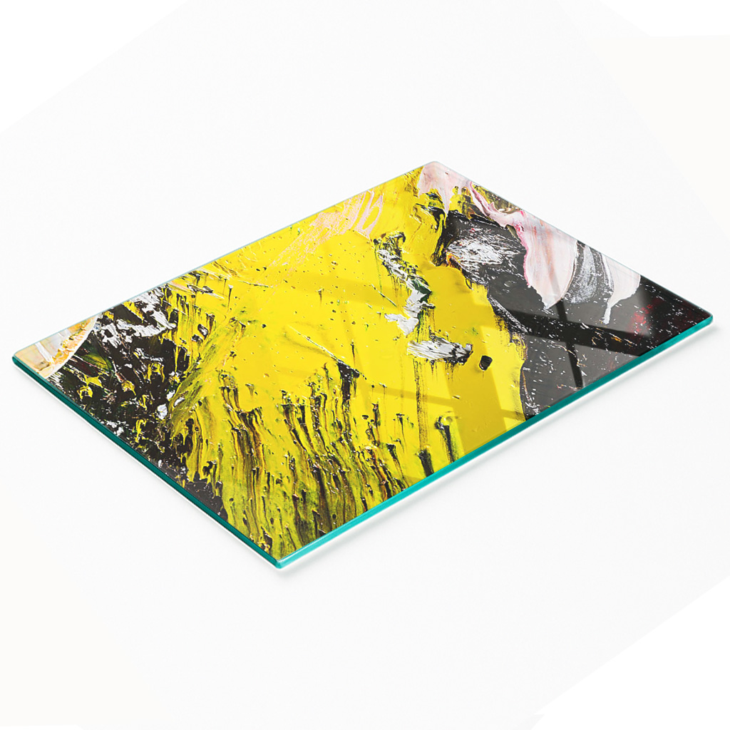 Robuste Und Stilvolle Glasplatte Mit Abstraktem Strukturmuster, 80 X 52 Cm