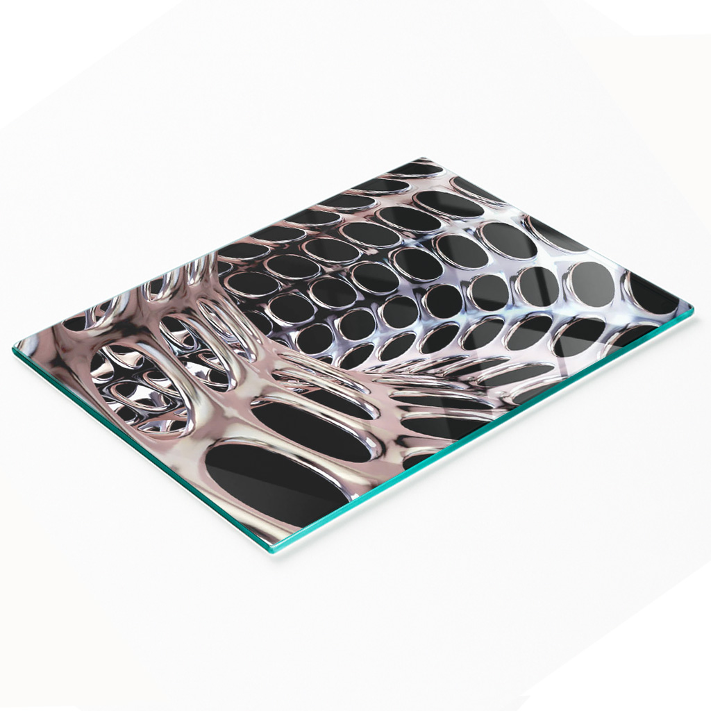 Küchenarbeitsplatte Aus Gehärtetem Glas Mit Dekorativen Grafiken, Metalltunnel, 80 X 52 Cm