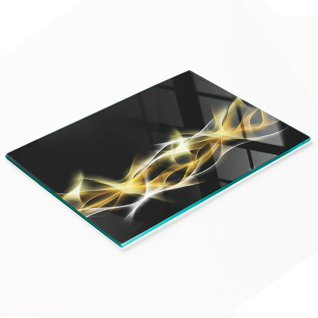 Stilvolle Und Robuste Glasplatte Mit Abstraktem Lichtdruck, 80 X 52 Cm