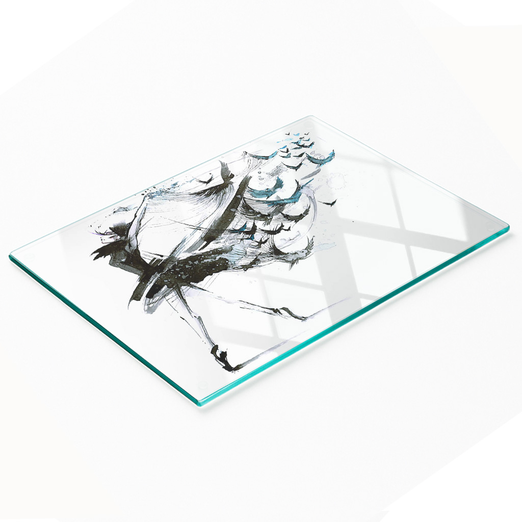 Küchenschneidebrett Aus Glas Mit Dekorativen Ballerina-motiven, 80 X 52 Cm